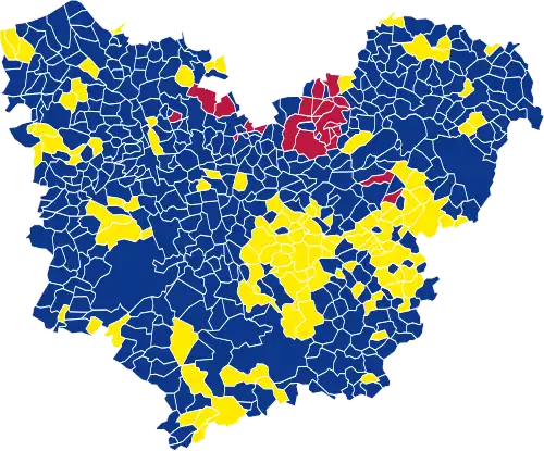 Nuance politique des candidats arrivés en tête dans chaque commune au 2e tour.