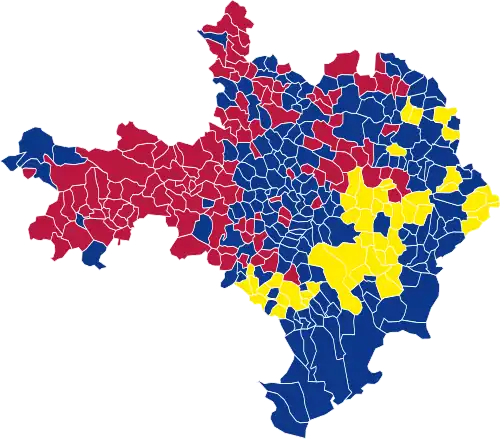 Nuance politique des candidats arrivés en tête dans chaque commune au 2e tour.