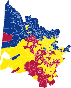 Nuance politique des candidats arrivés en tête dans chaque commune au 2e tour.