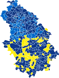 Nuance politique des candidats arrivés en tête dans chaque commune au 2e tour.