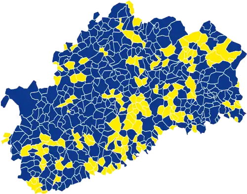Nuance politique des candidats arrivés en tête dans chaque commune au 2e tour.