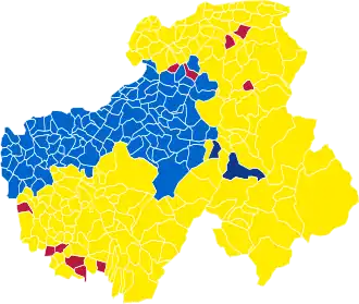 Nuance politique des candidats arrivés en tête dans chaque commune au 2e tour.
