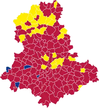 Nuance politique des candidats arrivés en tête dans chaque commune au 2e tour.