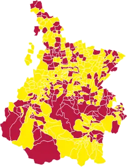 Nuance politique des candidats arrivés en tête dans chaque commune au 2e tour.