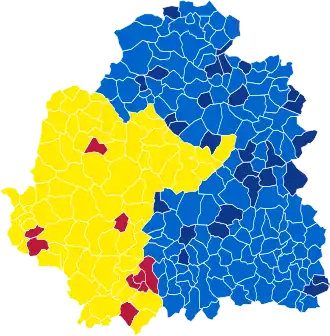 Nuance politique des candidats arrivés en tête dans chaque commune au 2e tour.