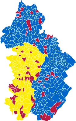 Nuance politique des candidats arrivés en tête dans chaque commune au 2e tour.