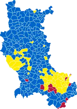 Nuance politique des candidats arrivés en tête dans chaque commune au 2e tour.