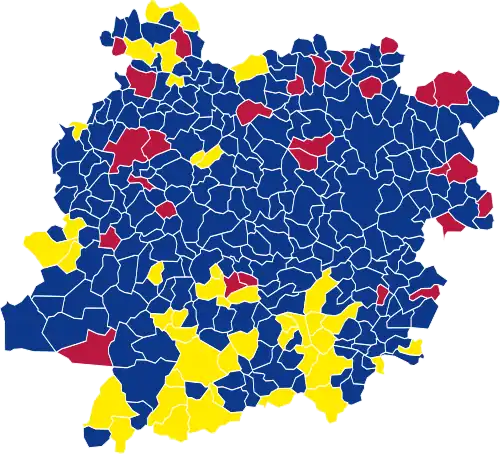 Nuance politique des candidats arrivés en tête dans chaque commune au 2e tour.