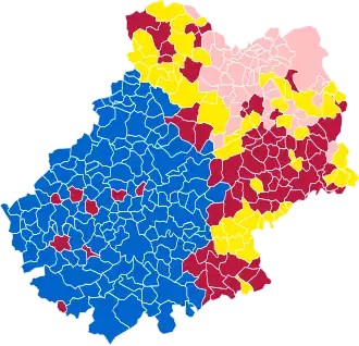 Nuance politique des candidats arrivés en tête dans chaque commune au 2e tour.