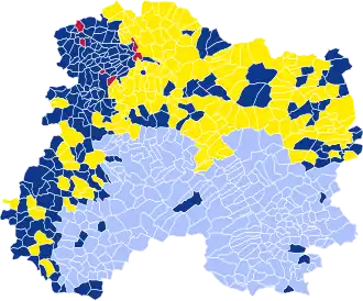 Nuance politique des candidats arrivés en tête dans chaque commune au 2e tour.