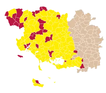 Nuance politique des candidats arrivés en tête dans chaque commune au 2e tour.