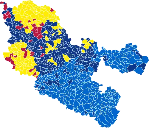 Nuance politique des candidats arrivés en tête dans chaque commune au 2e tour.