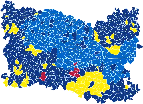 Nuance politique des candidats arrivés en tête dans chaque commune au 2e tour.