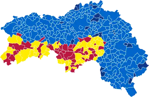 Nuance politique des candidats arrivés en tête dans chaque commune au 2e tour.