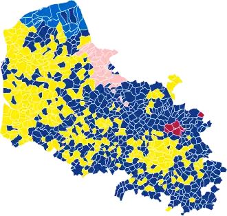 Nuance politique des candidats arrivés en tête dans chaque commune au 2e tour.