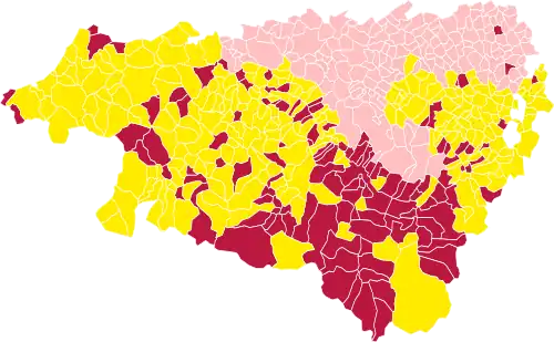Nuance politique des candidats arrivés en tête dans chaque commune au 2e tour.