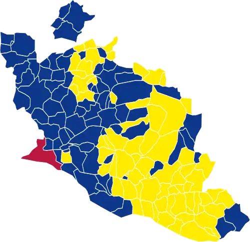 Nuance politique des candidats arrivés en tête dans chaque commune au 2e tour.