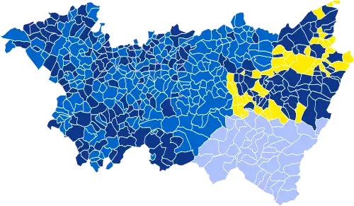 Nuance politique des candidats arrivés en tête dans chaque commune au 2e tour.