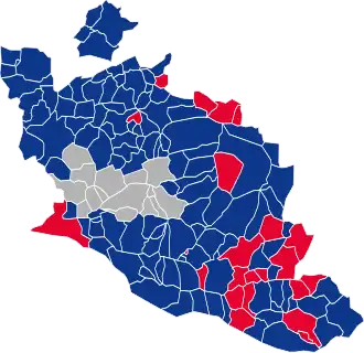 Nuance politique des candidats arrivés en tête dans chaque commune au 2e tour.