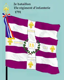 Drapeau du 2e&nbsp;bataillon du 15e&nbsp;régiment d'infanterie de ligne de 1791 à 1793