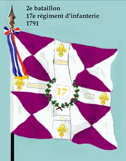 Drapeau du 2e bataillon du 17e régiment d'infanterie de ligne de 1791 à 1793