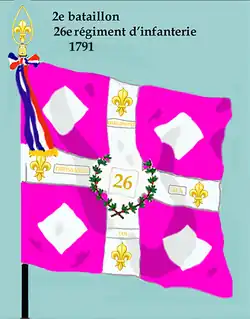 Drapeau du 2e bataillon du 26e régiment d'infanterie de ligne de 1791 à 1793