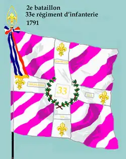 Drapeau du 2e bataillon du 33e régiment d'infanterie de ligne de 1791 à 1793