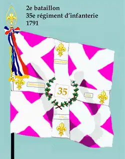 Drapeau du 2e&nbsp;bataillon du 35e&nbsp;régiment d'infanterie de ligne de 1791 à 1793.