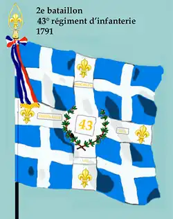 Drapeau du 2e bataillon du 43e régiment d'infanterie de ligne de 1791 à 1793