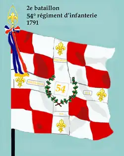 Drapeau du 2e bataillon du 54e régiment d'infanterie de ligne de 1791 à 1793