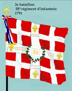 Drapeau du 2e bataillon du 55e régiment d'infanterie de ligne de 1791 à 1793