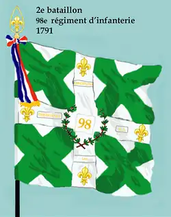 Drapeau du 2e bataillon du 98e régiment d'infanterie de ligne de 1791 à 1793