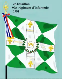 Drapeau du 2e bataillon du 99e régiment d'infanterie de ligne de 1791 à 1793.