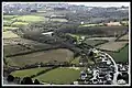 Vue aérienne depuis le rond-point de Pen Ar Reun (Nationale 265) vers la plage du Moulin Blanc