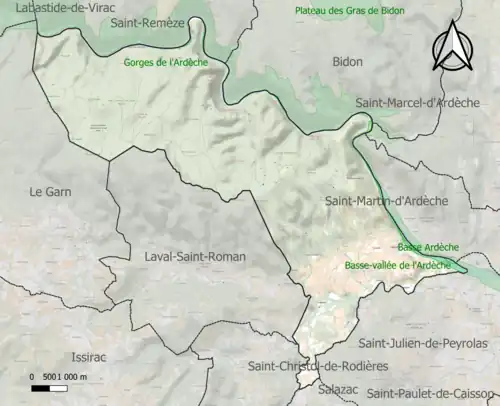 Carte de la ZNIEFF de type 1 sur la commune.