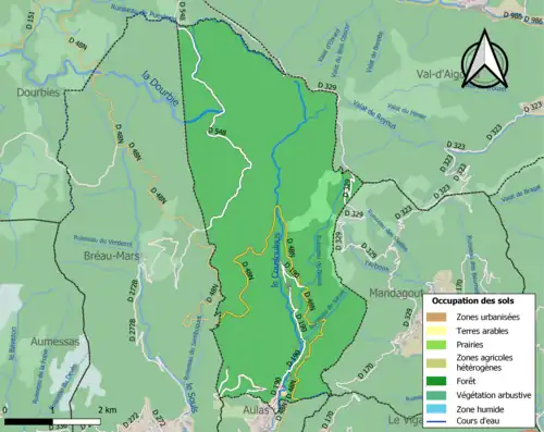 Carte en couleurs présentant l'occupation des sols.