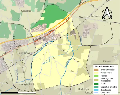 Carte en couleurs présentant l'occupation des sols.