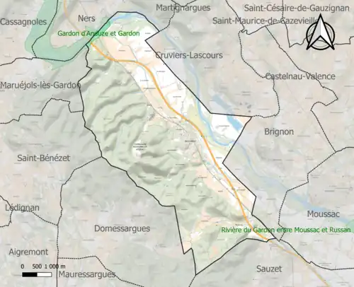 Carte de la ZNIEFF de type 1 sur la commune.