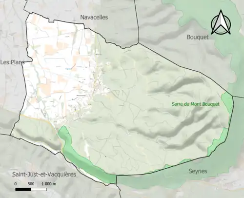 Carte de la ZNIEFF de type 1 sur la commune.