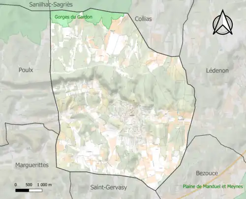 Carte de la ZNIEFF de type 1 sur la commune.