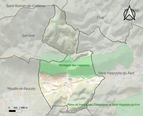 Carte de la ZNIEFF de type 1 sur la commune.