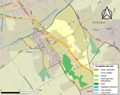 Carte en couleurs présentant l'occupation des sols.