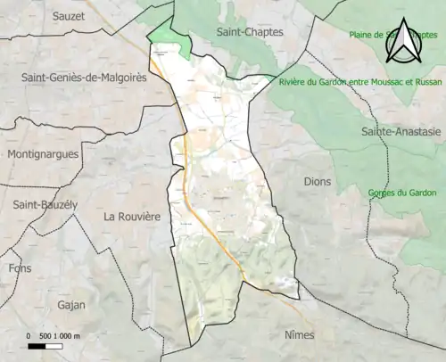 Carte de la ZNIEFF de type 1 sur la commune.