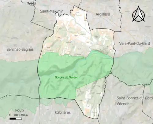 Carte de la ZNIEFF de type 1 sur la commune.