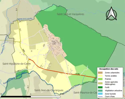 Carte en couleurs présentant l'occupation des sols.