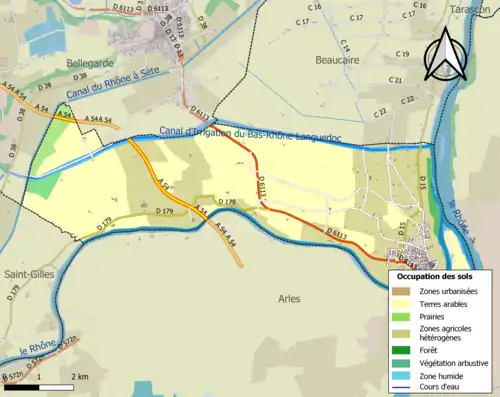 Carte en couleurs présentant l'occupation des sols.