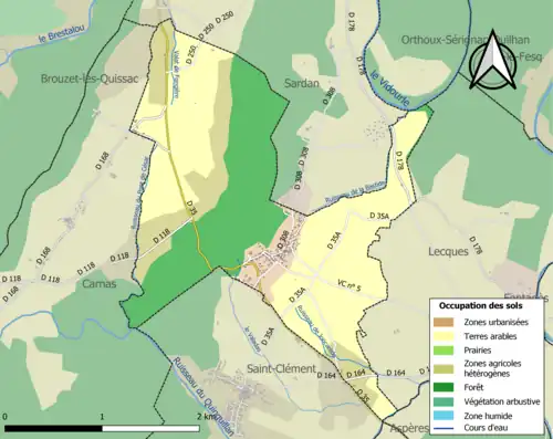 Carte en couleurs présentant l'occupation des sols.