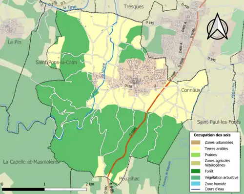 Carte en couleurs présentant l'occupation des sols.