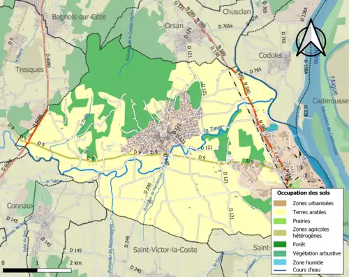 Carte en couleurs présentant l'occupation des sols.