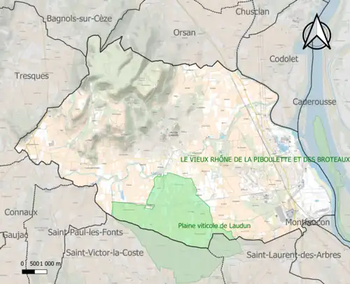 Carte de la ZNIEFF de type 1 sur la commune.